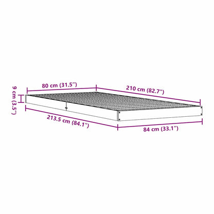 vidaXL Floor Bed Frame White 80 x 210 cm Solid Pine Wood