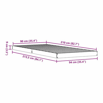 vidaXL Floor Bed Frame White 90 x 210 cm Solid Pine Wood