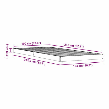 vidaXL Floor Bed Frame White 100 x 210 cm Solid Pine Wood