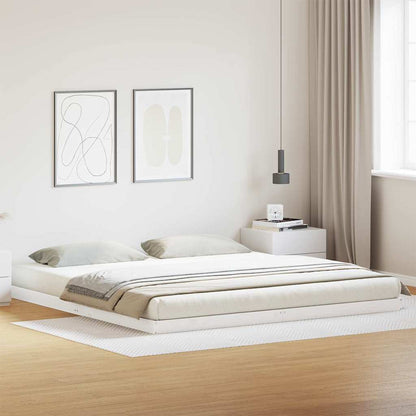 vidaXL Floor Bed Frame White 213.5 x 184 x 9 cm Solid Pine Wood