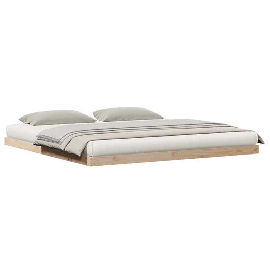 vidaXL Floor Bed Frame Natural 213.5 x 204 x 9 cm Solid Pine Wood