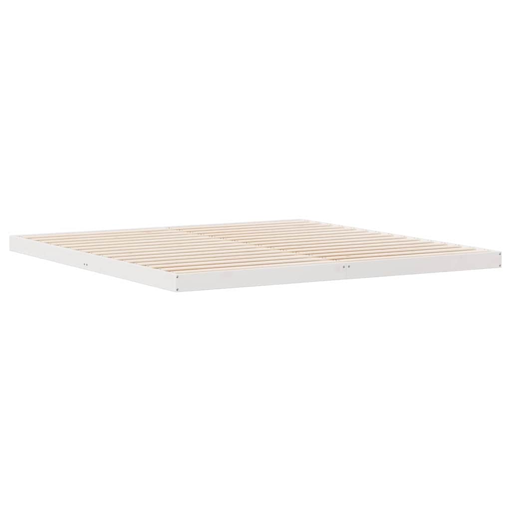 vidaXL Floor Bed Frame White 213.5 x 204 x 9 cm Solid Pine Wood