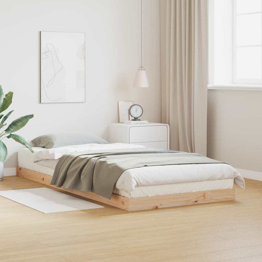 vidaXL Floor Bed Frame Natural 80 x 220 cm Solid Pine Wood