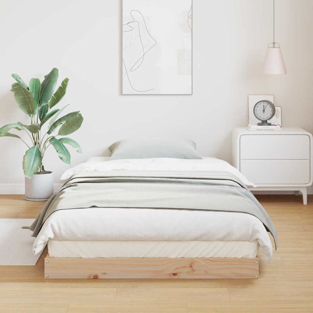 vidaXL Floor Bed Frame Natural 80 x 220 cm Solid Pine Wood