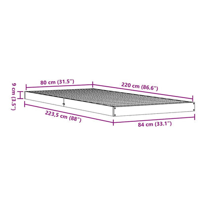 vidaXL Floor Bed Frame White 80 x 220 cm Solid Pine Wood