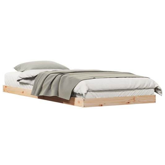 vidaXL Floor Bed Frame Natural 90 x 220 cm Solid Pine Wood
