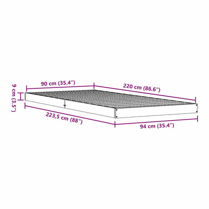 vidaXL Floor Bed Frame Natural 90 x 220 cm Solid Pine Wood