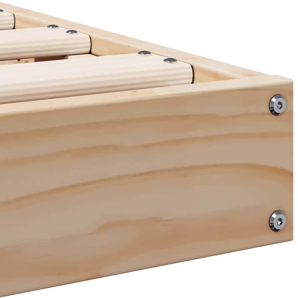 vidaXL Floor Bed Frame Natural 100 x 220 cm Solid Pine Wood
