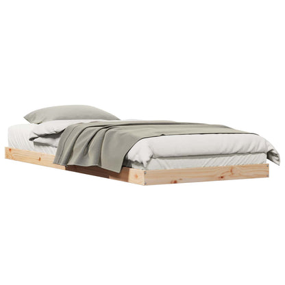 vidaXL Floor Bed Frame Natural 100 x 220 cm Solid Pine Wood