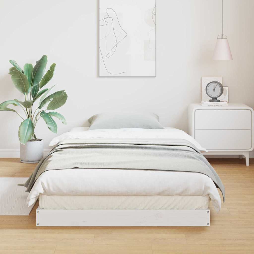 vidaXL Floor Bed Frame White 100 x 220 cm Solid Pine Wood