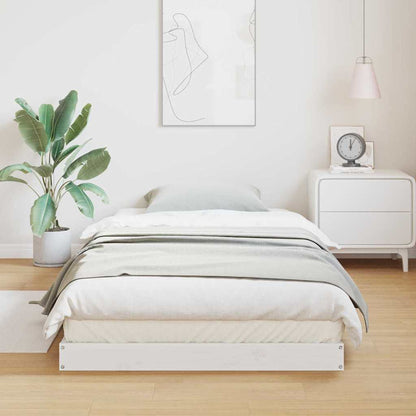 vidaXL Floor Bed Frame White 100 x 220 cm Solid Pine Wood