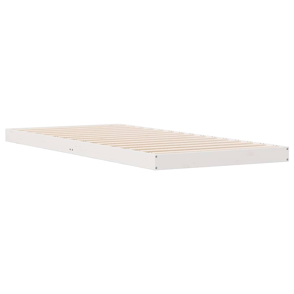 vidaXL Floor Bed Frame White 100 x 220 cm Solid Pine Wood