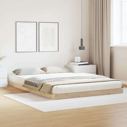 vidaXL Floor Bed Frame Natural 140 x 220 cm Solid Pine Wood