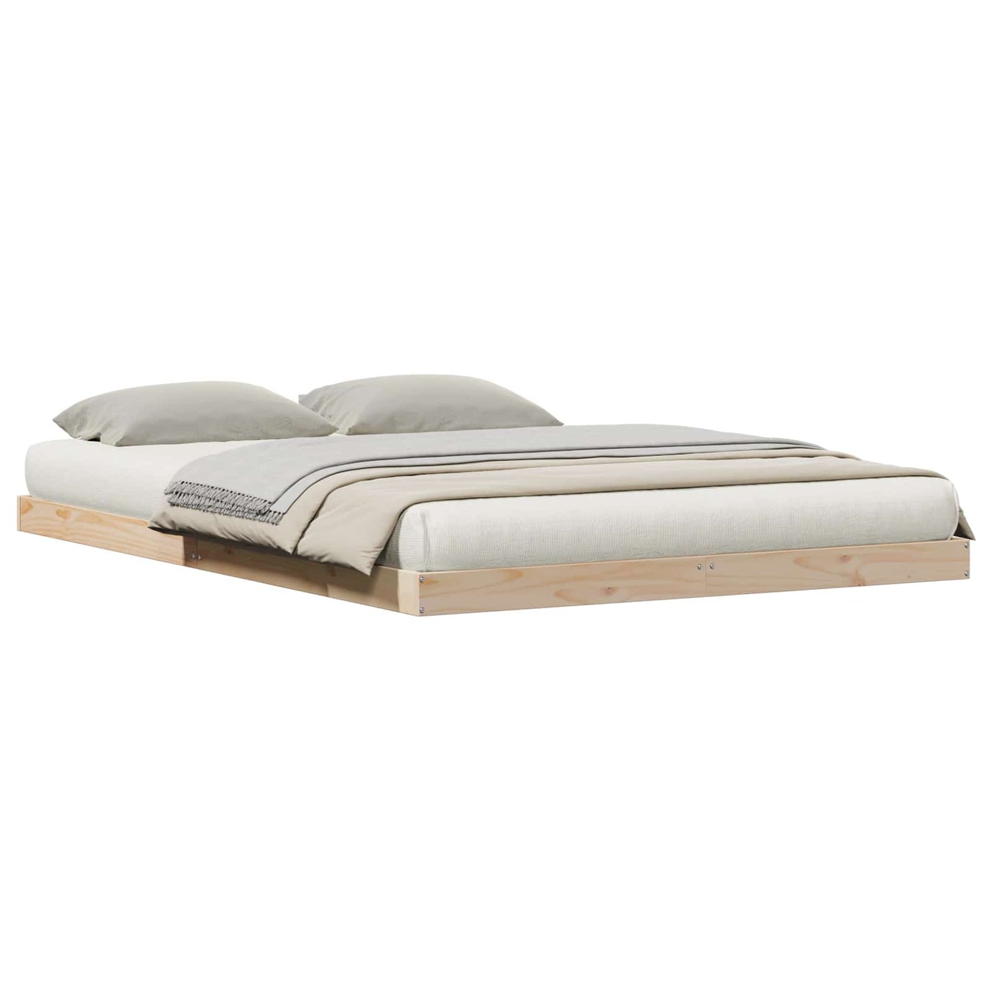 vidaXL Floor Bed Frame Natural 140 x 220 cm Solid Pine Wood