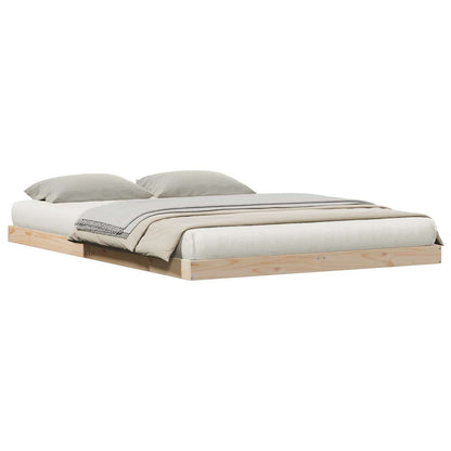 vidaXL Floor Bed Frame Natural 140 x 220 cm Solid Pine Wood