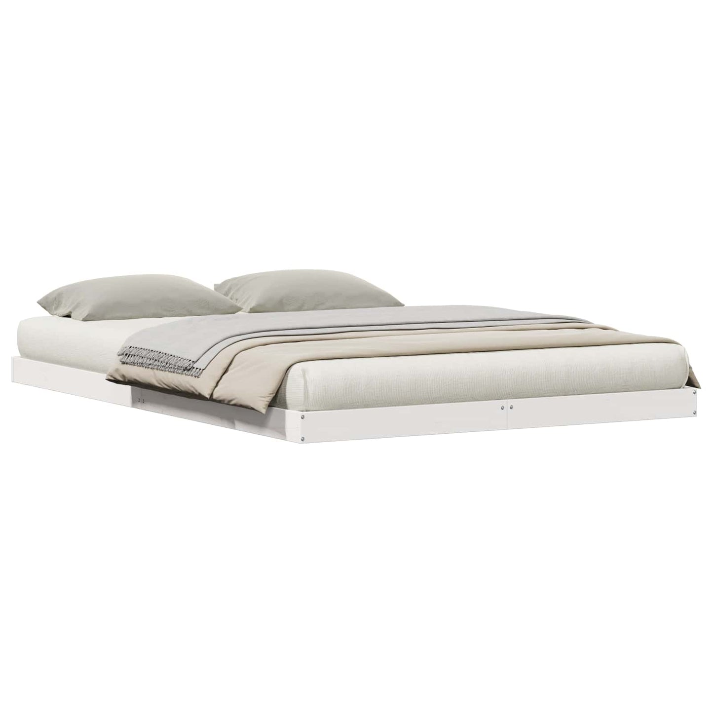vidaXL Floor Bed Frame White 140 x 220 cm Solid Pine Wood