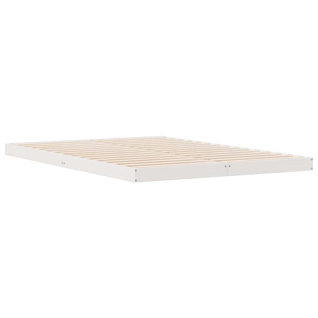 vidaXL Floor Bed Frame White 140 x 220 cm Solid Pine Wood