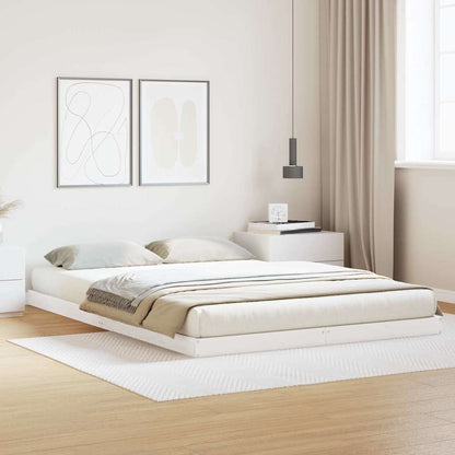 vidaXL Floor Bed Frame White 160 x 220 cm Solid Pine Wood