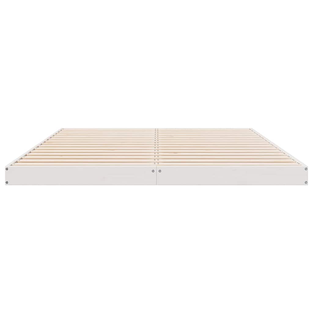 vidaXL Floor Bed Frame White 160 x 220 cm Solid Pine Wood