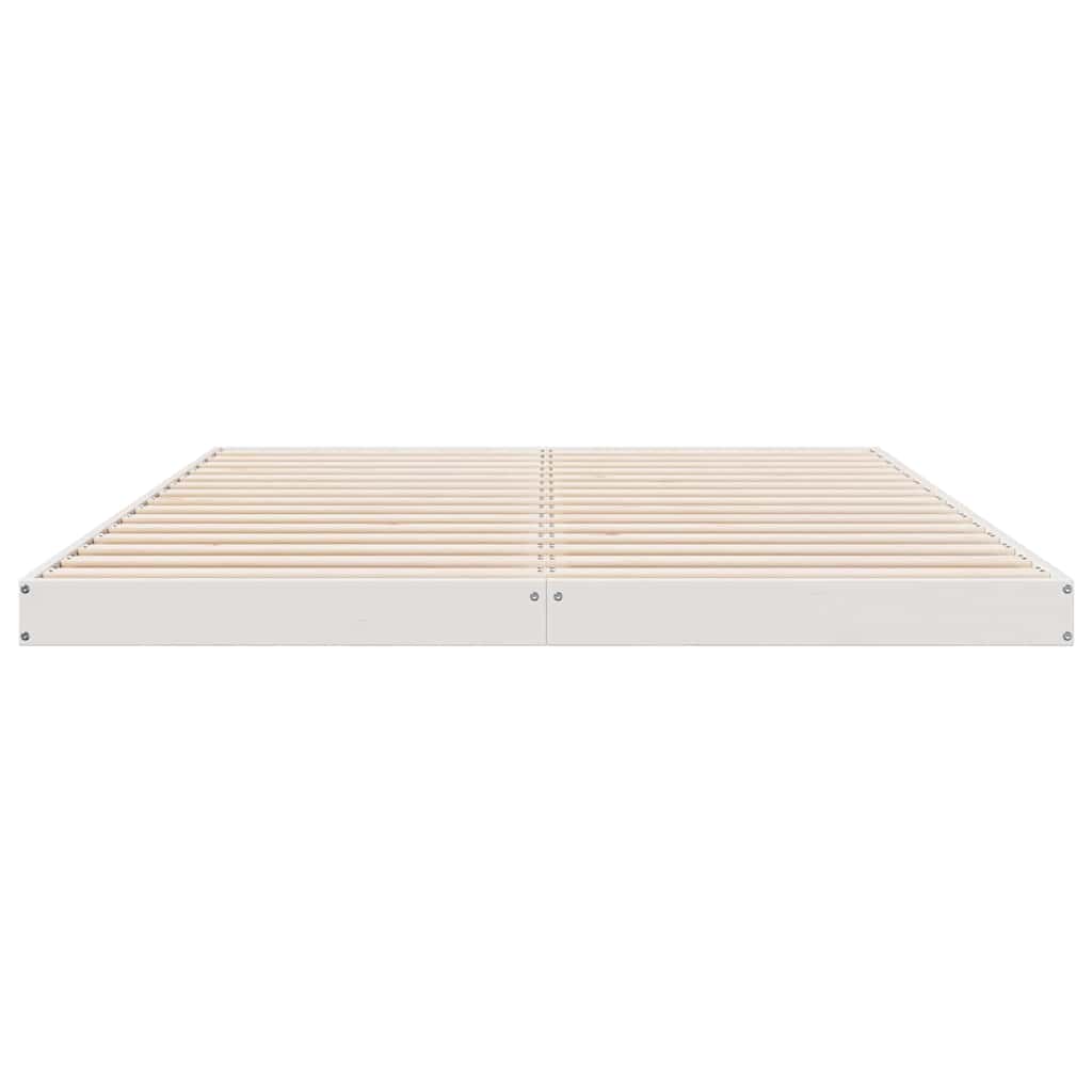 vidaXL Floor Bed Frame White 160 x 220 cm Solid Pine Wood