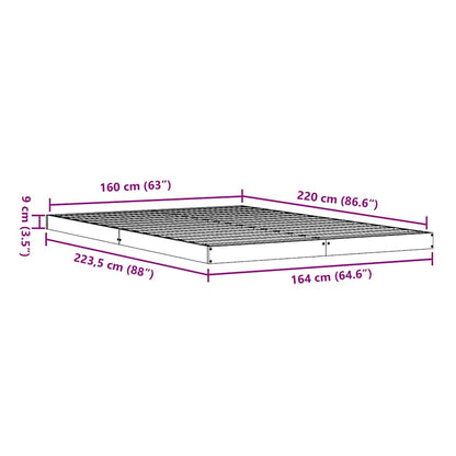 vidaXL Floor Bed Frame White 160 x 220 cm Solid Pine Wood
