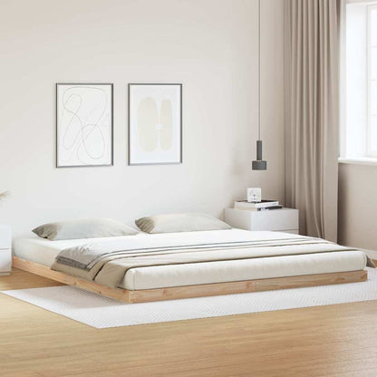 vidaXL Floor Bed Frame Natural 200 x 220 cm Solid Pine Wood