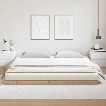 vidaXL Floor Bed Frame Natural 200 x 220 cm Solid Pine Wood