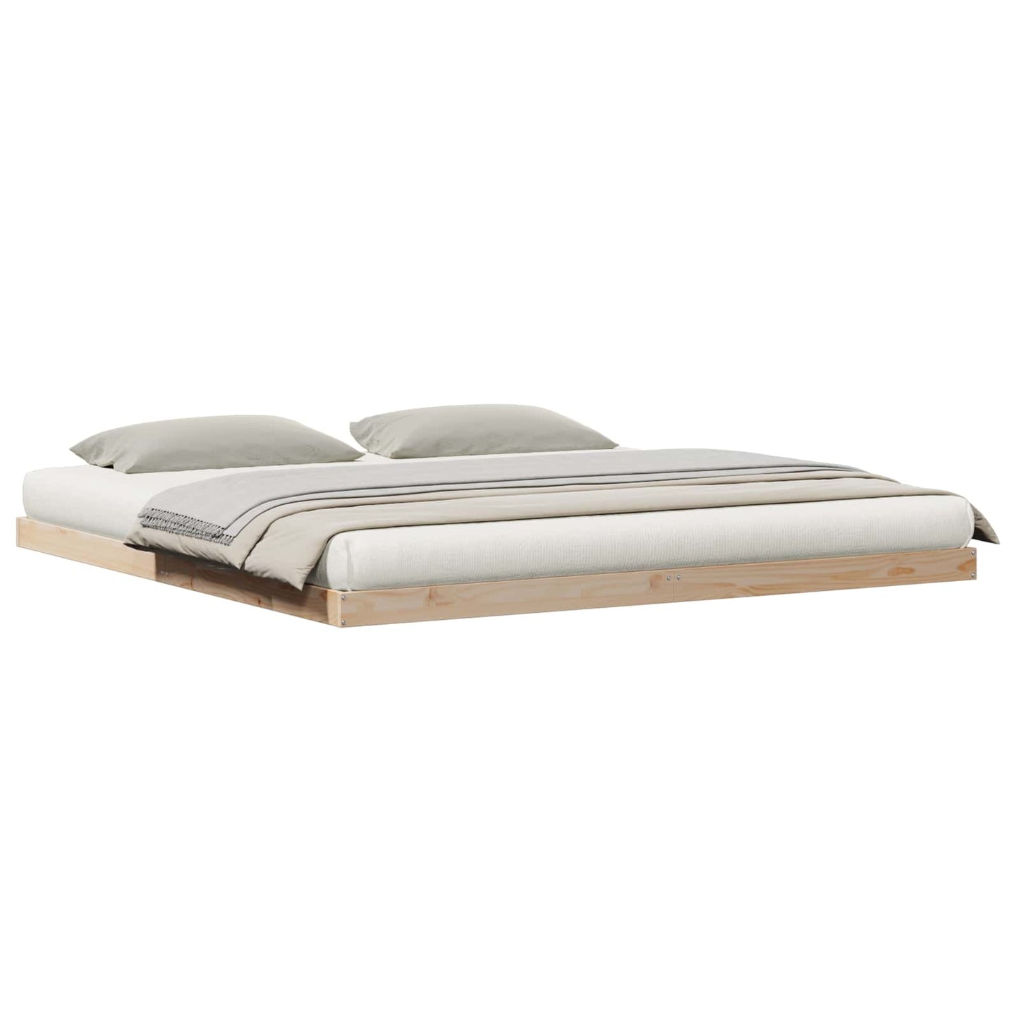 vidaXL Floor Bed Frame Natural 200 x 220 cm Solid Pine Wood