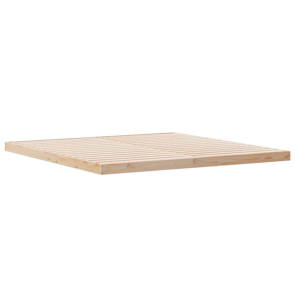vidaXL Floor Bed Frame Natural 200 x 220 cm Solid Pine Wood
