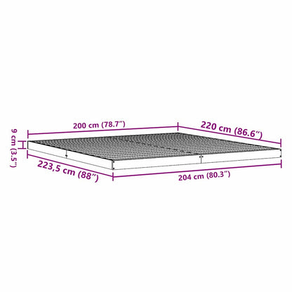 vidaXL Floor Bed Frame Natural 200 x 220 cm Solid Pine Wood