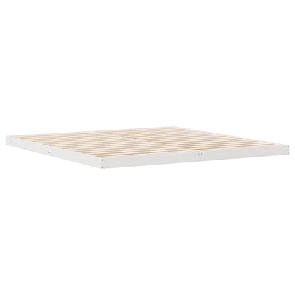 vidaXL Floor Bed Frame White 200 x 220 cm Solid Pine Wood