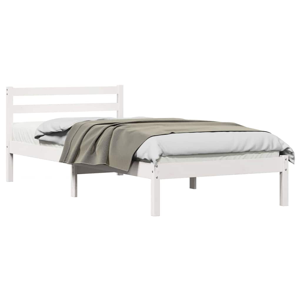 vidaXL Bed Frame White 215.5 x 95.5 x 69.5 cm Solid Pine Wood