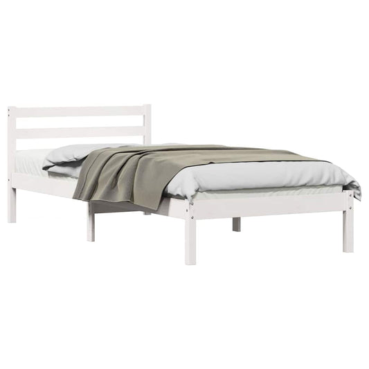 vidaXL Bed Frame White 215.5 x 95.5 x 69.5 cm Solid Pine Wood