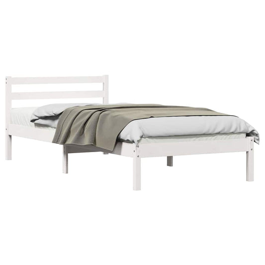 vidaXL Bed Frame White 215.5 x 105.5 x 69.5 cm Solid Pine Wood