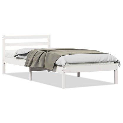 vidaXL Bed Frame White 215.5 x 105.5 x 69.5 cm Solid Pine Wood