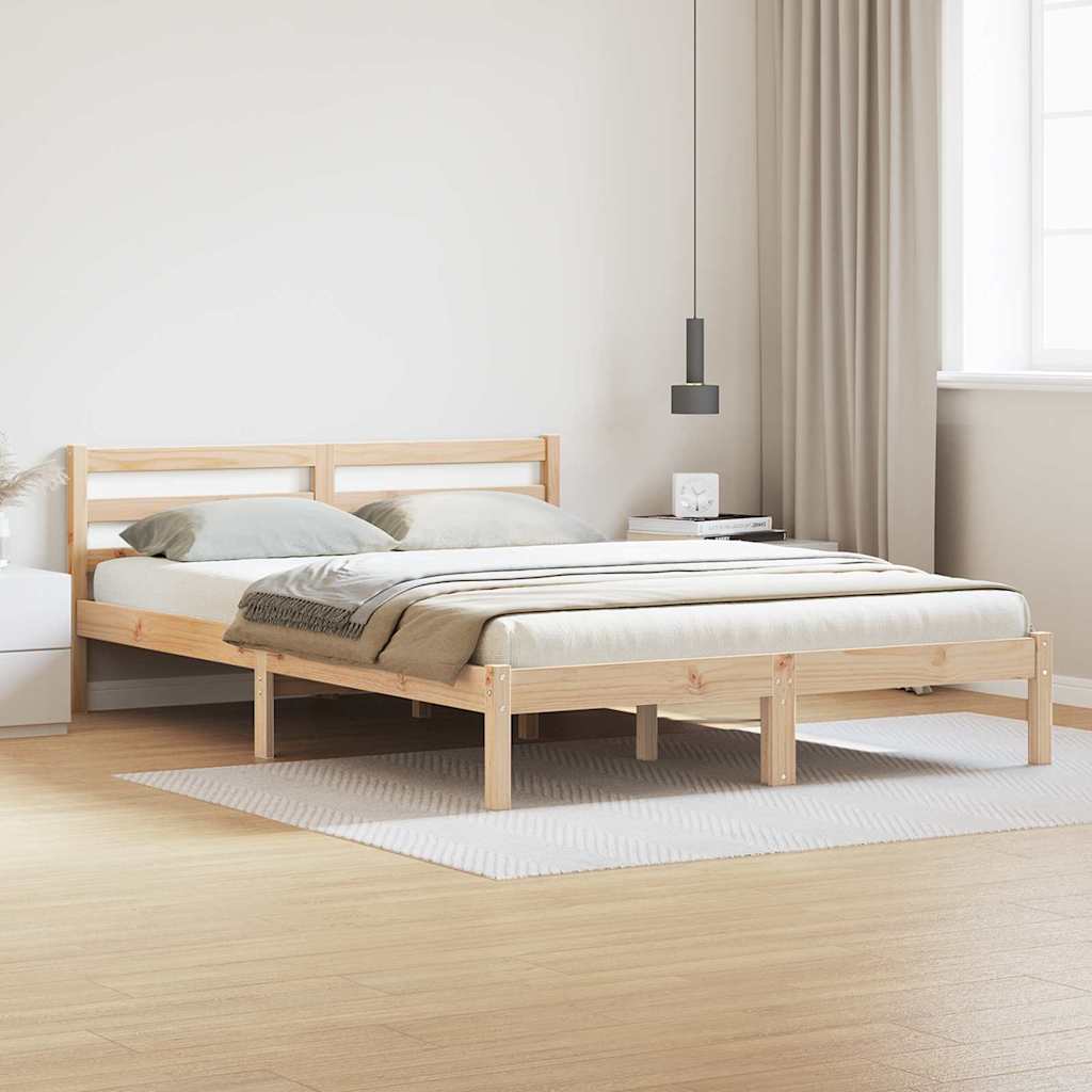 vidaXL Bed Frame Brown 215.5 x 145.5 x 69.5 cm Solid Pine Wood