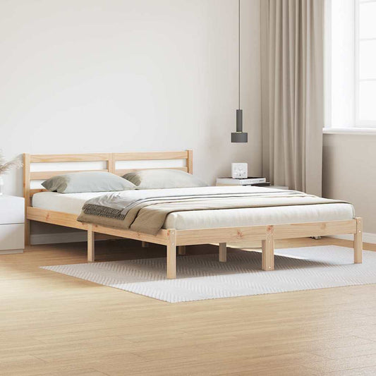 vidaXL Bed Frame Brown 215.5 x 145.5 x 69.5 cm Solid Pine Wood