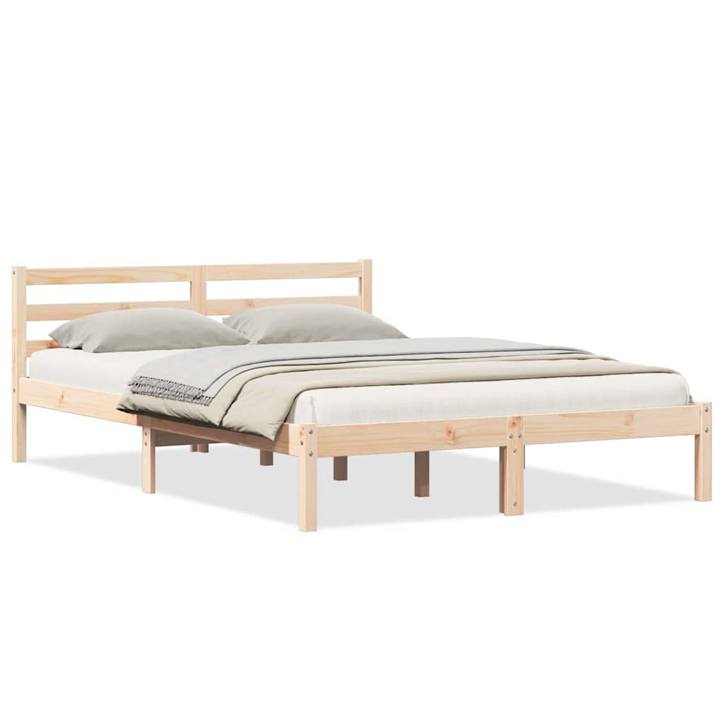 vidaXL Bed Frame Brown 215.5 x 145.5 x 69.5 cm Solid Pine Wood