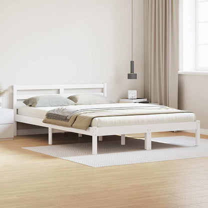 vidaXL Bed Frame White 215.5 x 165.5 x 69.5 cm Solid Pine Wood