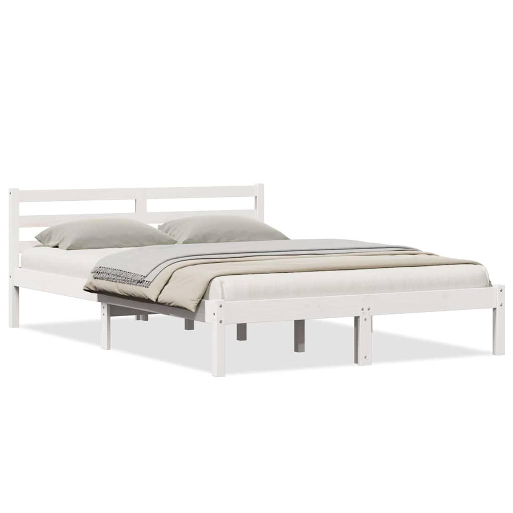 vidaXL Bed Frame White 215.5 x 165.5 x 69.5 cm Solid Pine Wood