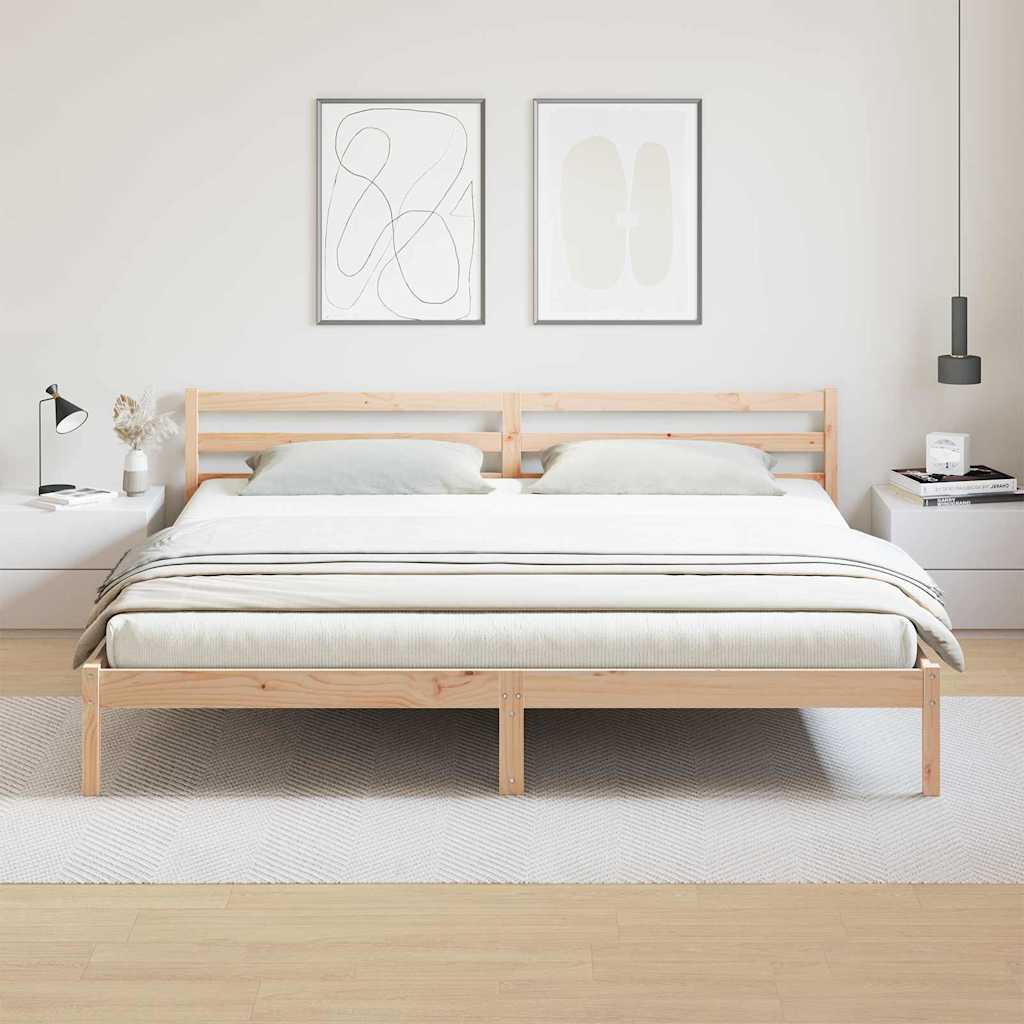 vidaXL Bed Frame Brown 215.5 x 185.5 x 69.5 cm Solid Pine Wood