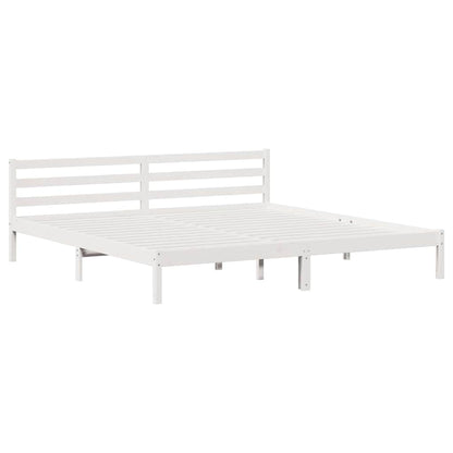 vidaXL Bed Frame White 215.5 x 185.5 x 69.5 cm Solid Pine Wood