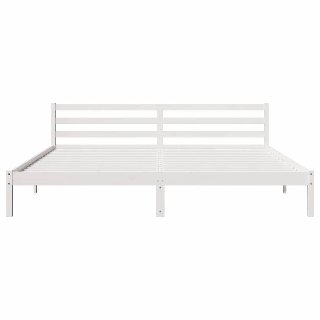 vidaXL Bed Frame White 215.5 x 185.5 x 69.5 cm Solid Pine Wood