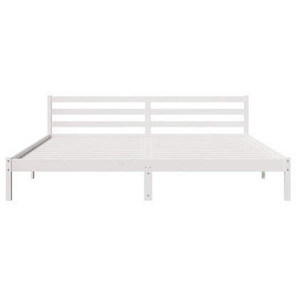 vidaXL Bed Frame White 215.5 x 185.5 x 69.5 cm Solid Pine Wood