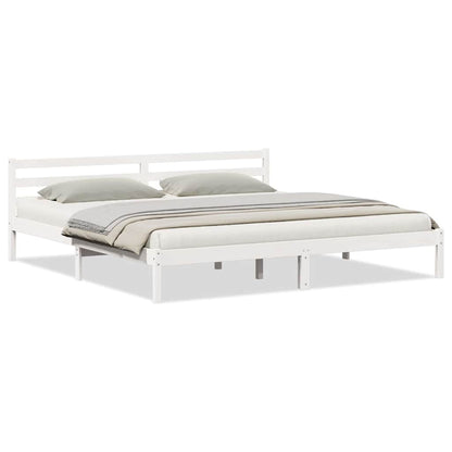 vidaXL Bed Frame White 215.5 x 185.5 x 69.5 cm Solid Pine Wood