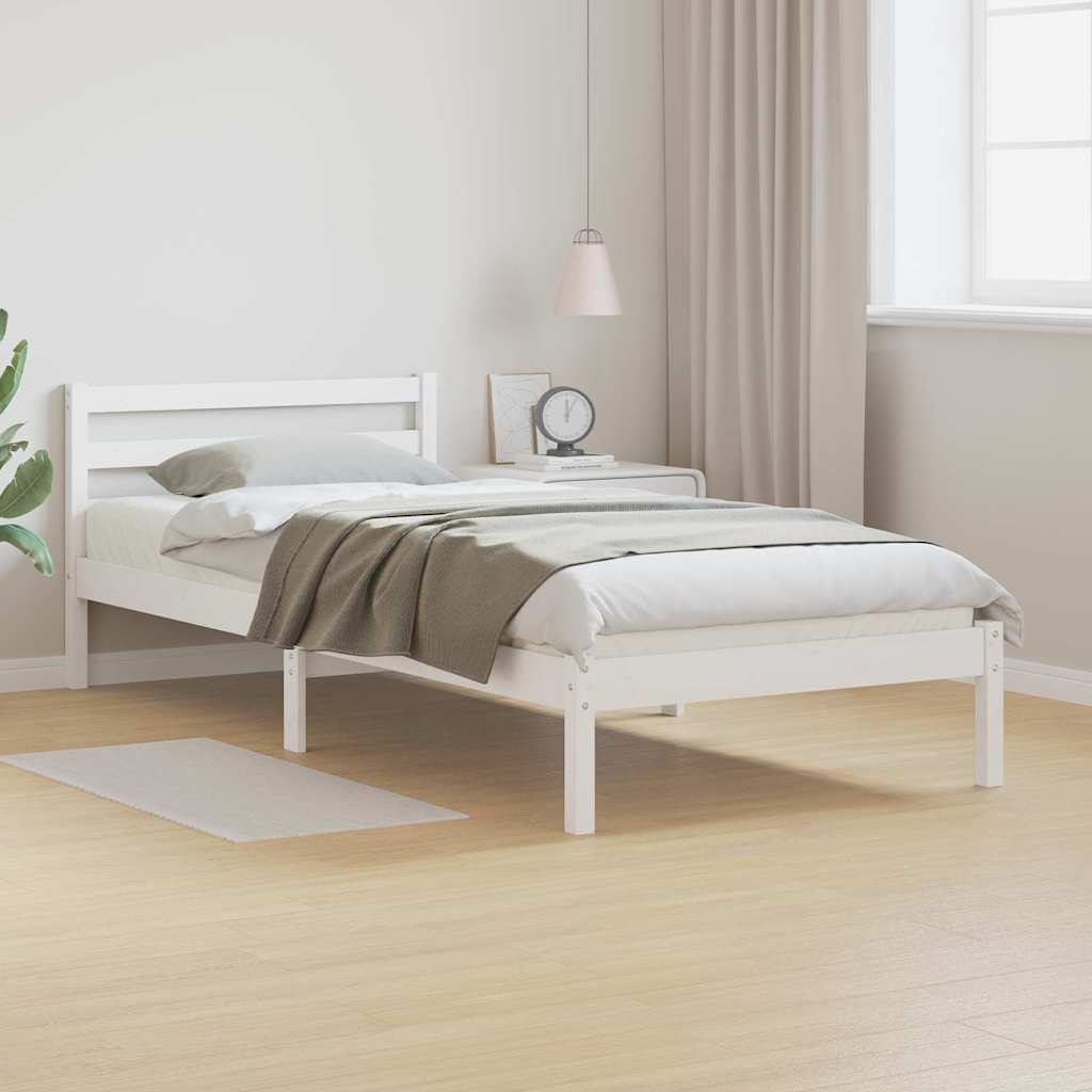 vidaXL Bed Frame White 225.5 x 95.5 x 69.5 cm Solid Pine Wood