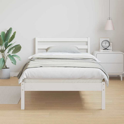 vidaXL Bed Frame White 225.5 x 95.5 x 69.5 cm Solid Pine Wood
