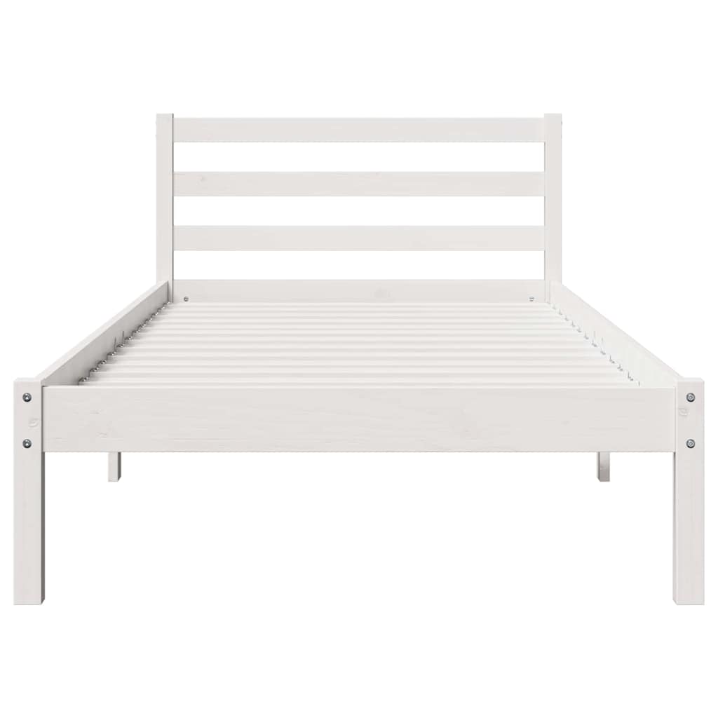 vidaXL Bed Frame White 225.5 x 95.5 x 69.5 cm Solid Pine Wood