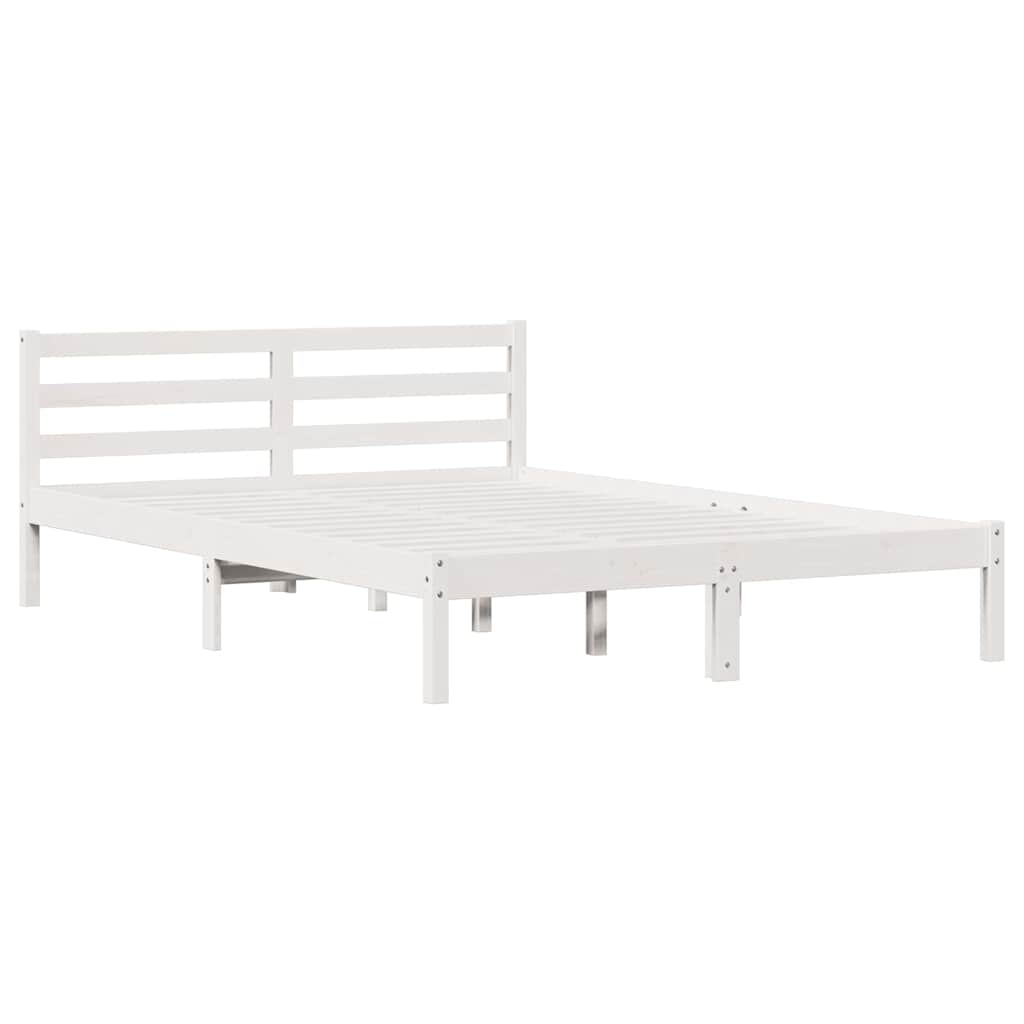 vidaXL Bed Frame White 225.5 x 145.5 x 69.5 cm Solid Pine Wood