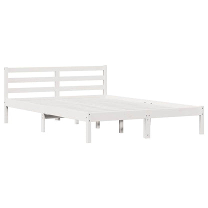 vidaXL Bed Frame White 225.5 x 145.5 x 69.5 cm Solid Pine Wood
